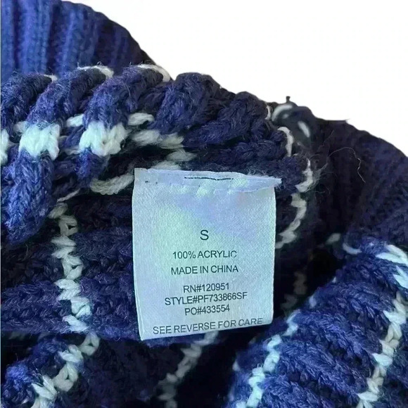PINQUE Navy Blue and White Striped Crewneck Sweater Size Small Pullover - Picture 6 of 6